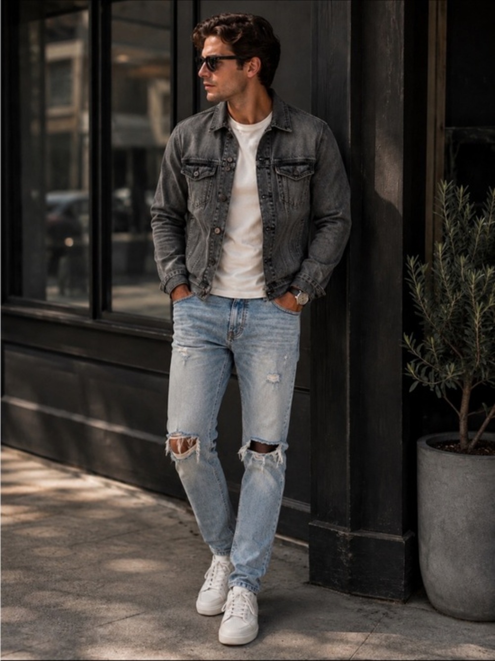 Lucky brand slim distressed light wash jean, 29”x32”
